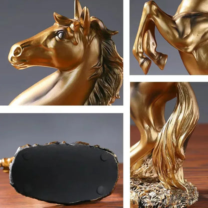 European Style Home Resin Victory Horse Statue, Living Room ，Cabinet,Office Desktop Decoration Animal Figurines - Urbizia