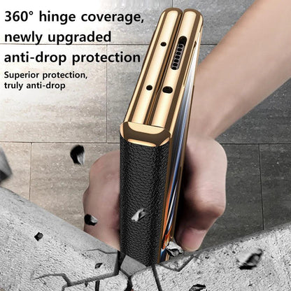Samsung Galaxy Z Fold 3–7 Genuine Leather Magnetic Case with Kickstand