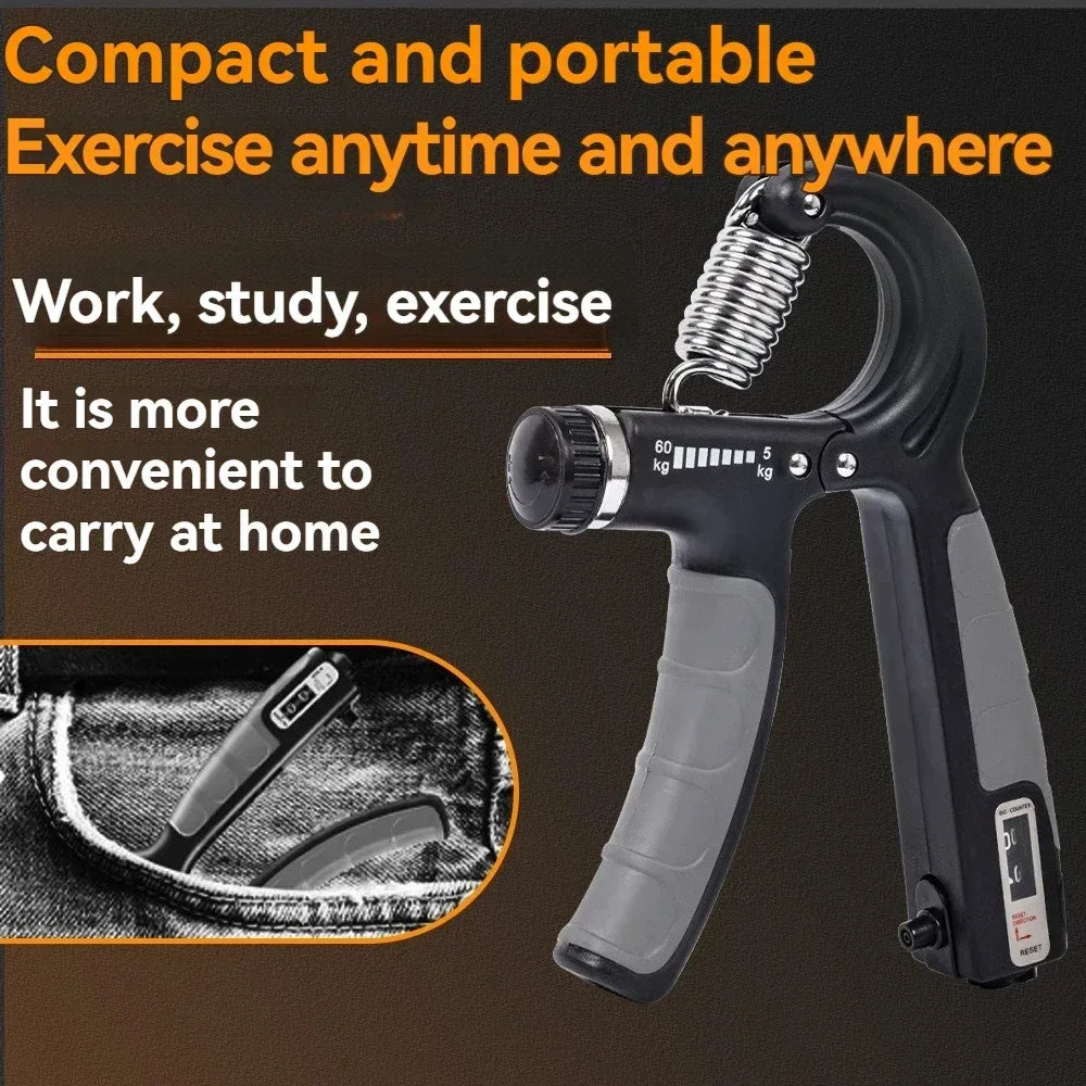 5-60kg Adjustable Hand Grip Strength Strengthener Trainer Full Set With Counter Wrist Forearm And Hand Exerciser For Muscle - Urbizia