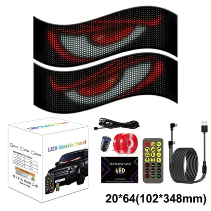 Multifunctional Bright Devil Eyes LED Light for Car Windshield Flexible Programmable Scrolling LED Display Bluetooth APP Control