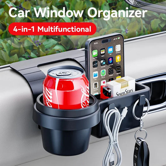 Car Cup Stand Phone Holder Mount Tray Side Door Window Storage Barrel Pocket Hanging Storage Rack with Auto Interior Accessories