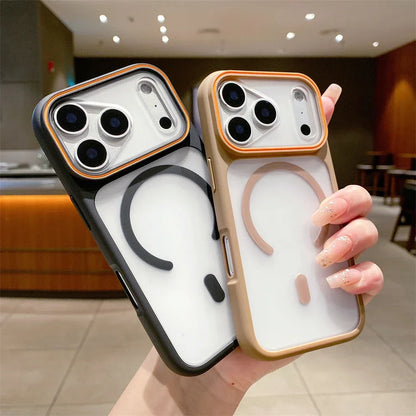 Luxury Transparent for Magsafe TPU Magnetic Case for iPhone 17 16 15 14 13 12 11 Pro Max Plus Air Wireless Charging Back Cover