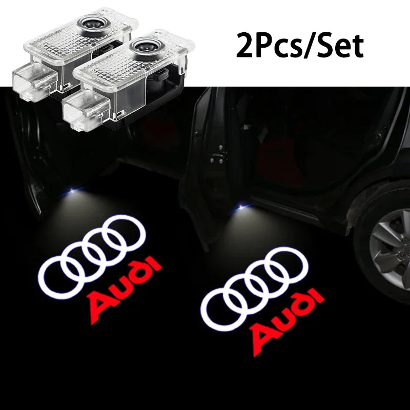 2Pcs LED Car Door Welcome Light HD Wireless Light Projector Lamps For Audi A3 A4 A6 A5 Q5 A1 Q7 Q6 Q3 Q2 Q8 A7 A8 TT S1 SQ5 RSQ3