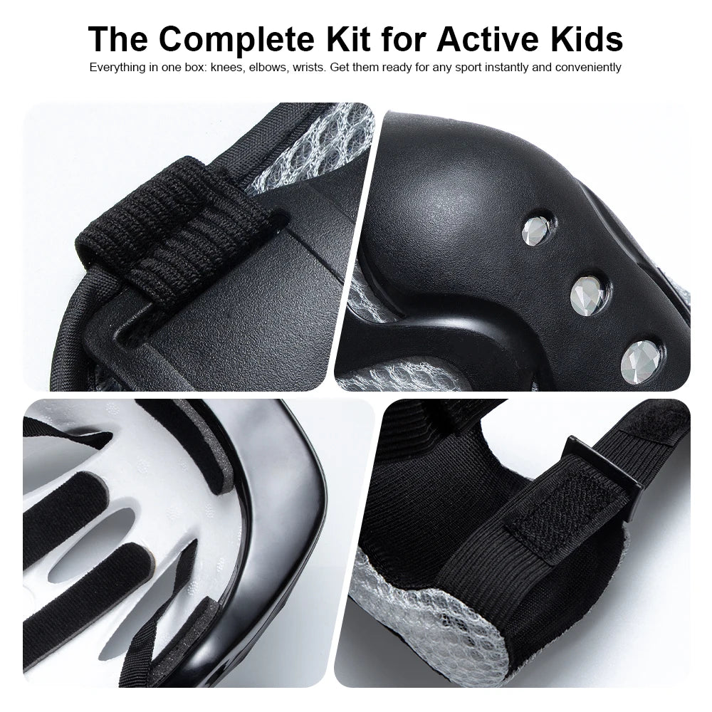 7PCS Kids Helmet Knee Elbow Pads Wrist Guard Sport Protective Gear Adjustable Scooter Skateboard Roller  for Boy Girl 4-12 Years