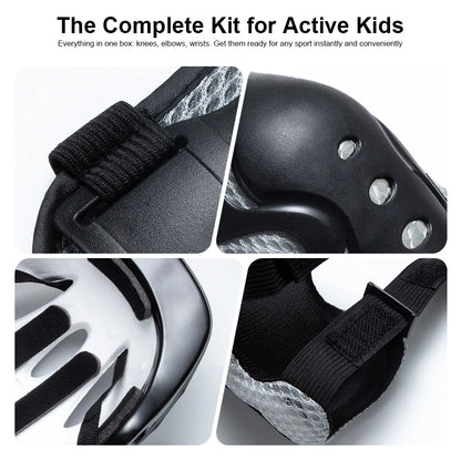 7PCS Kids Helmet Knee Elbow Pads Wrist Guard Sport Protective Gear Adjustable Scooter Skateboard Roller  for Boy Girl 4-12 Years