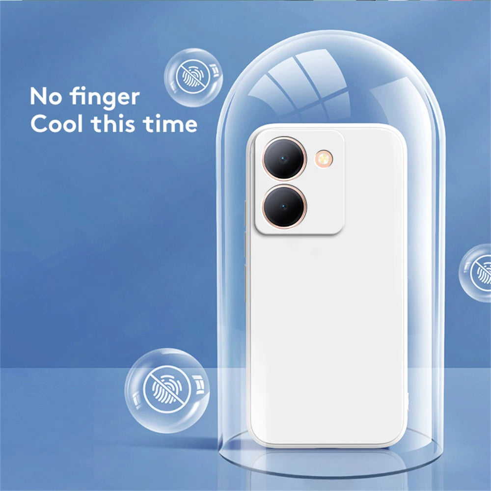 Pure Candy Phone Cover for VIVO Y36 Y27 Y78 4G 5G Luxury Shockproof Original Liquid Silicone Internal Flocking Soft Case Housing