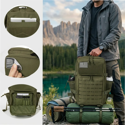 45L Tactical Backpack For Men With MOLLE Webbing System Outdoor Survival Gym Fitness Hiking Camping Backpack Dual Cup Holders Large Capacity Rucksack For Wilderness Trip Travel Daily Work Commute Outdoor Camping Activities Ge