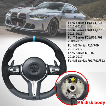 Blue Stripe Steering Wheel For BMW F30 F33 F34 F36 F10 F07 F12 F15 F16 F25 F26 F20 F22 F23 For Alcantara Wheel Modify Upgrade