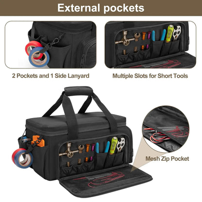 14" Heavy Duty Tactical Tool Bag Non-slip Base Multipurpose Organizer for Handymen Carpenters Durable Portable Tool Storage