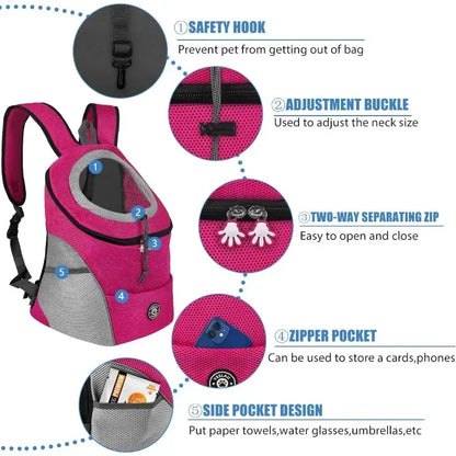 New Double Shoulder Portable Travel Backpack Outdoor Pet Dog Carrier Bag Pet Dog Front Bag Mesh Backpack - Urbizia
