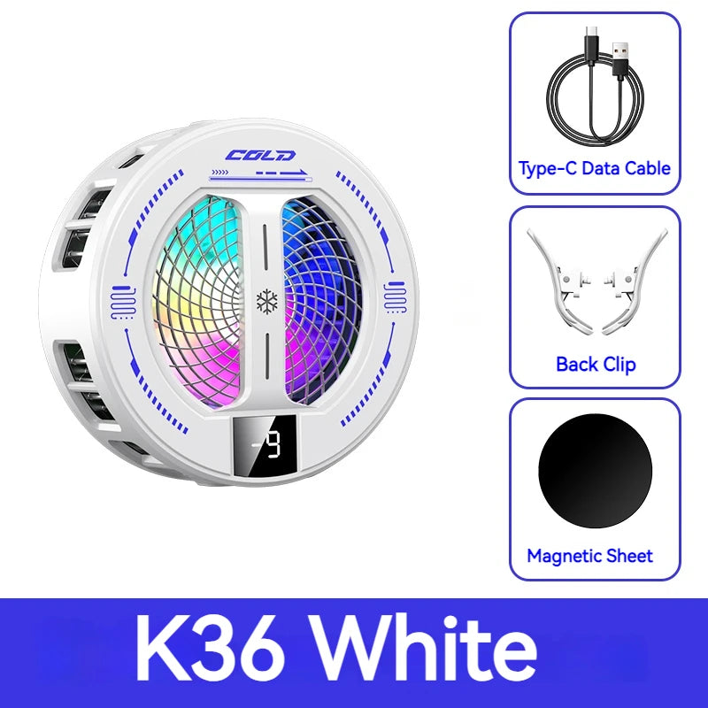 Semiconductor Phone Cooler with Digital Display & RGB Lights