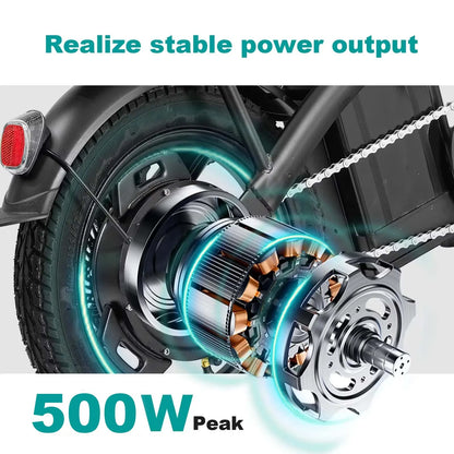 Adult and Adolescent Electric Bicycles, 20MPH, 560W Motor, 48V Detachable Battery, 14 inch Folding Electric Bicycle, Up to 25-32 Miles Long, Commuter Electric Bike