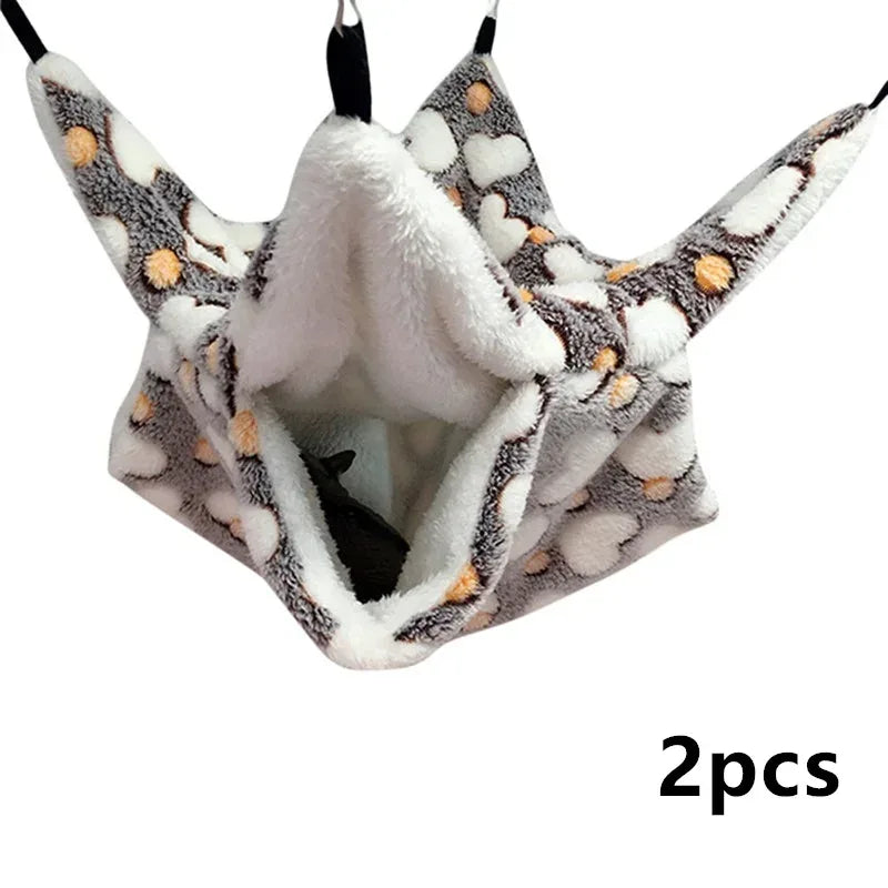 1/2 pcs Hamster Hideout Cage Print Fleece Guinea Pig Sugar Glider Sleeping Bed Rodent Hammock Rat Little House Animals Supplies - Urbizia