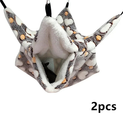 1/2 pcs Hamster Hideout Cage Print Fleece Guinea Pig Sugar Glider Sleeping Bed Rodent Hammock Rat Little House Animals Supplies - Urbizia
