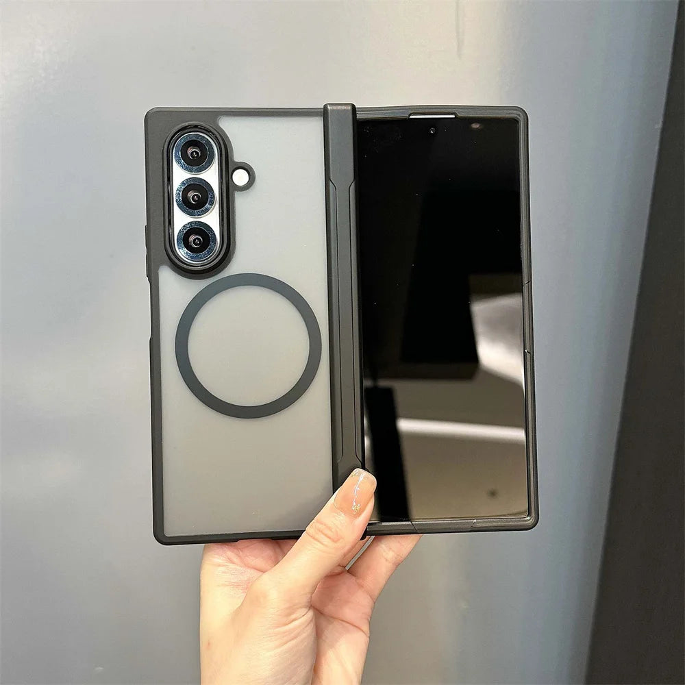 Fold7 Case Cover For Magsafe Magnetic Matte Phone Case For Samsung Galaxy Z Fold 7 5G 2025 Transparent Hinge Protection Cover