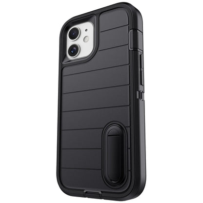 For iPhone 11 12 13 14 15 16 Plus Pro Max Case Heavy Duty Shockproof Hybrid Rugged Kickstand Cover Black