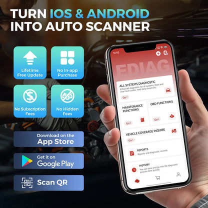 KINGBOLEN EDIAG ELITE Lifetime Free Update All System Car Diagnostic Tool Bidirectional OBD2 Scanner 15 Service Active Tester
