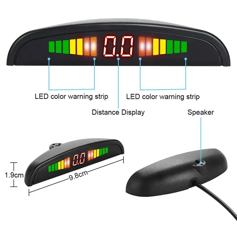 Car LED Parking Sensor Kit with 4 Radar Accurate Digital Display of Obstacle Distance Alarm Parktronic Kit Suitable For Most Car - Urbizia