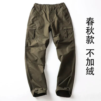 Outdoor Workwear Pants Men's Loose Fleece Lined Thick Soft  Hiking Mountain Climbing Windproof Waterproof Jacket Pants