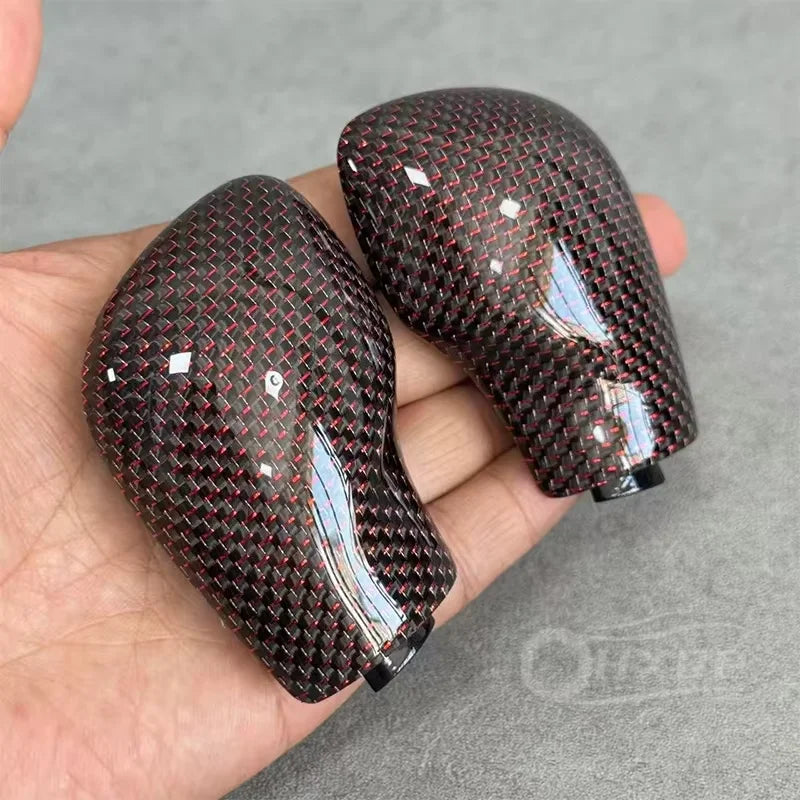 Leather Shift Knob Gear Side Cover DSG Emblem For VW Golf 6 7 R GTI Passat B7 B8 Upgrade the Red Forged Carbon Fiber Material