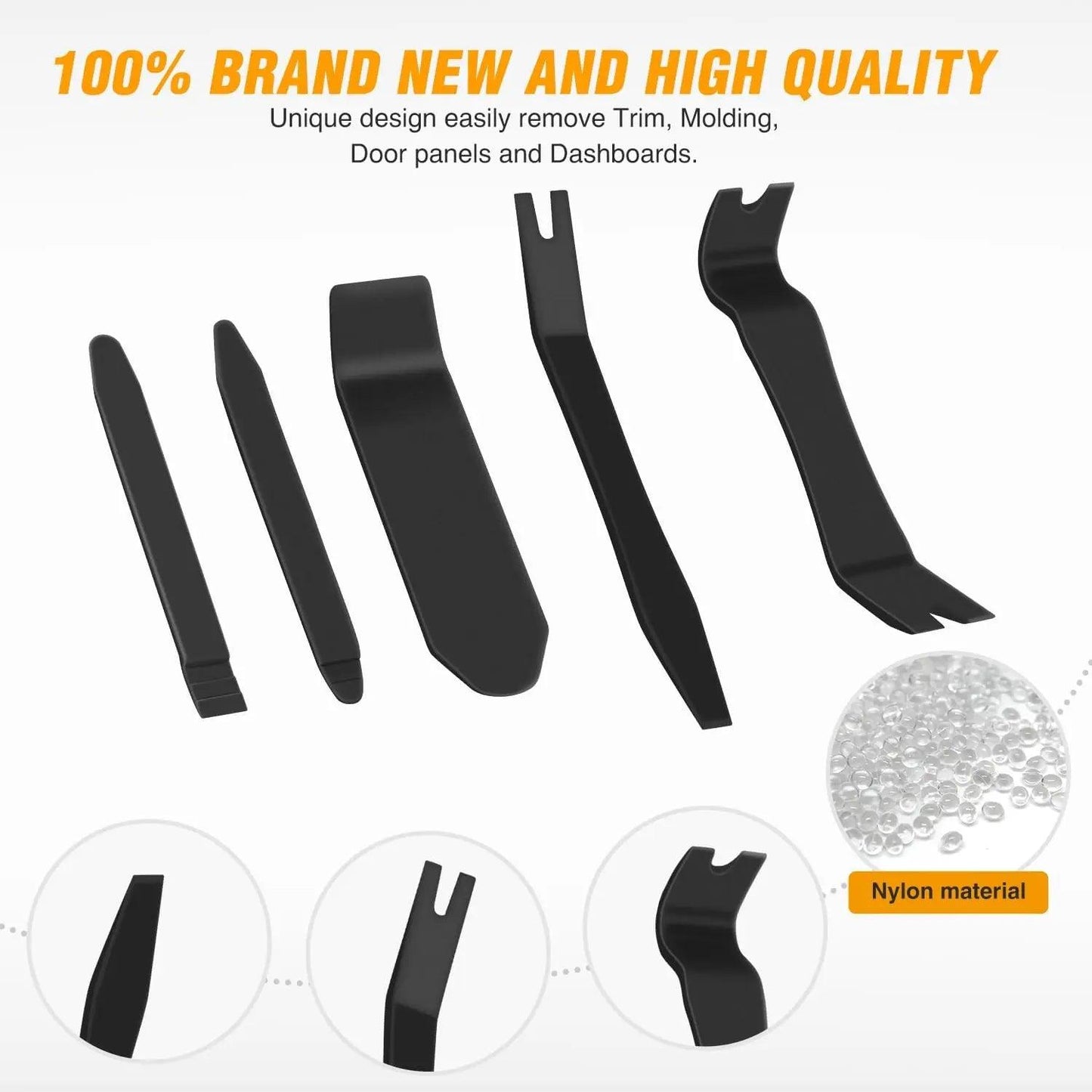 Nilight 6PCS Auto Trim Removal Tool Kit No-Scratch | Removal Tool Kit for Car Audio Dash Panel Window Molding Fastener Remover Tool Kit-Black