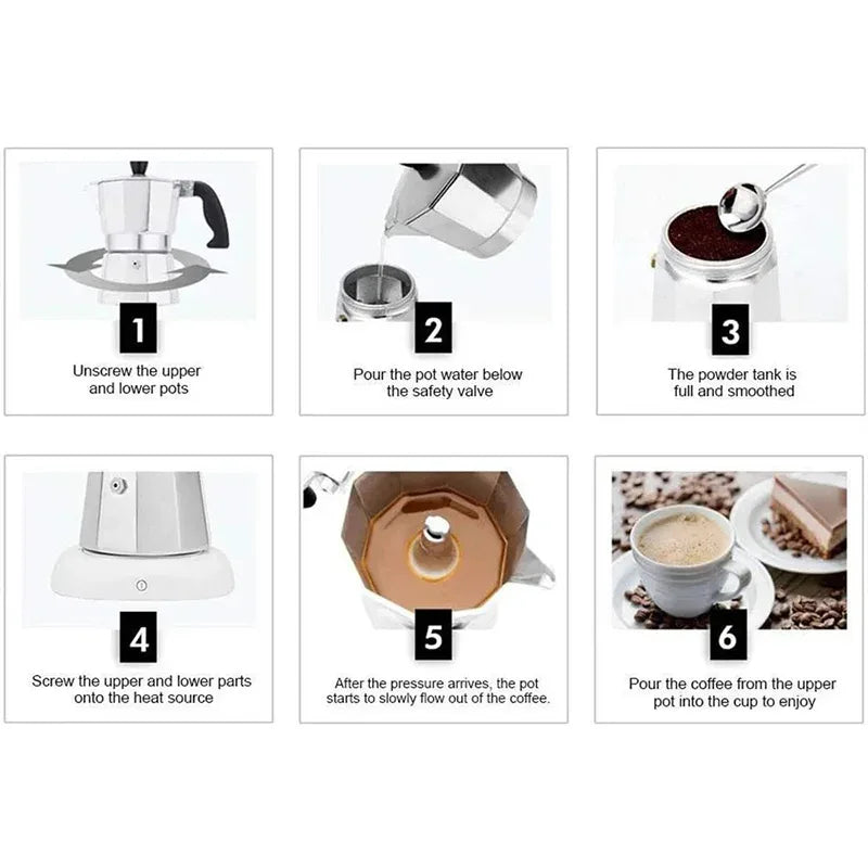 Octagonal Moka Coffee Kettle Latte Percolator Espresso Pot Home Office Travel Outdoor Camping Tableware ﻿Aluminum Coffee Tea Pot