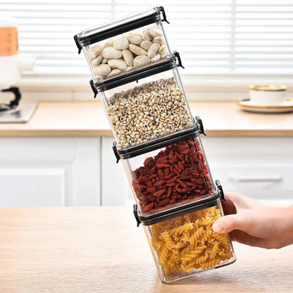 Sealed Jars Kitchen Grain Storage Organizer Large Tank Plastic Moisture-proof Storage Box Household Seasoning Jars Set 2030