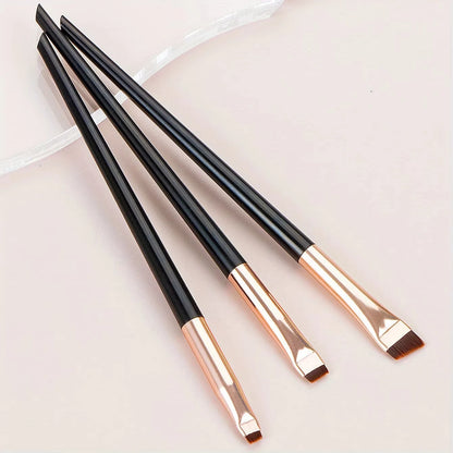 3-Piece Precision Eye Makeup Brush Set – Angled Eyeliner & Brow Brushes