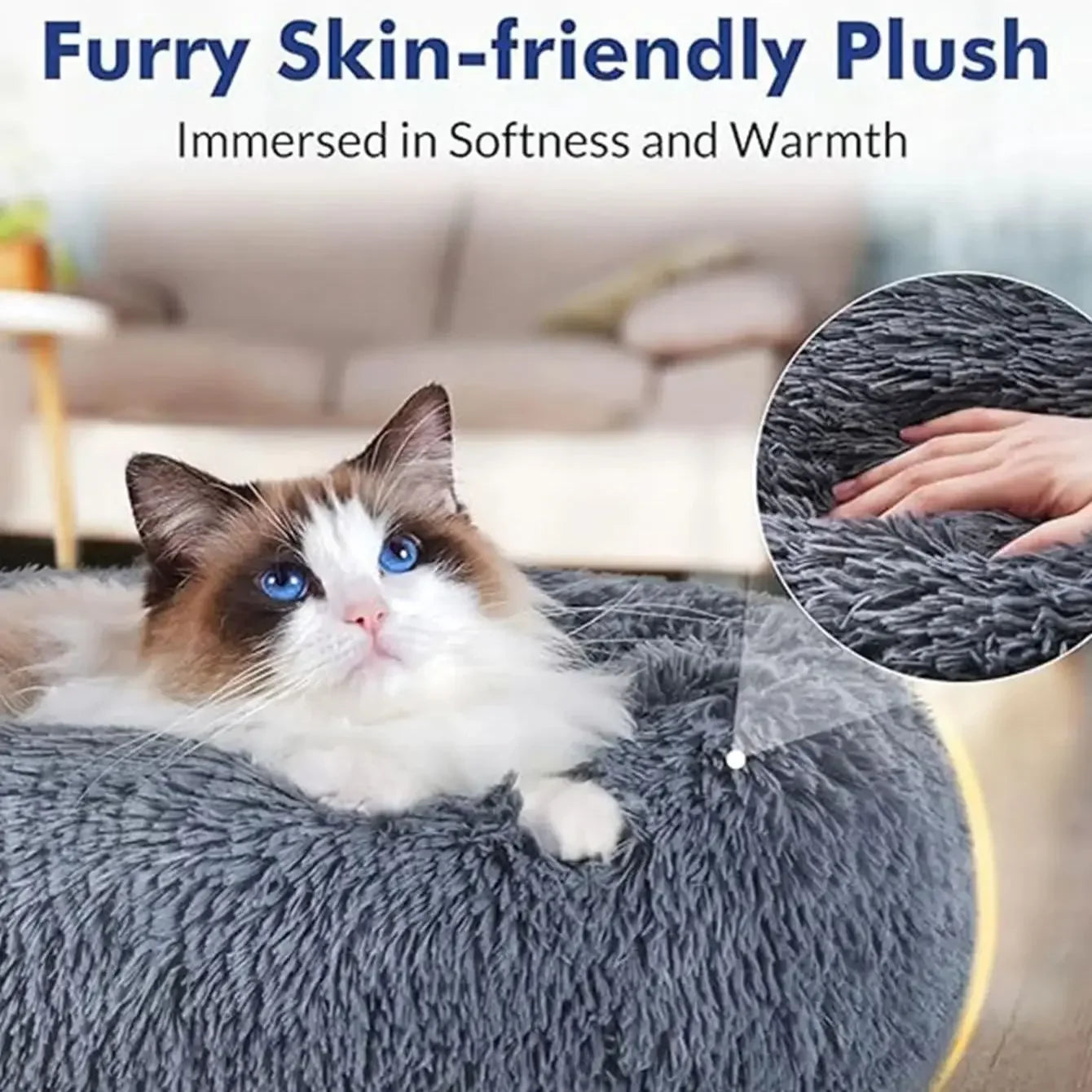 CozyRound™ Plush Pet Bed (40–90cm) - Urbizia