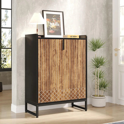 Tribesigns White Shoe Cabinets with Doors, 5-Tier Shoe Rack, Wood Storage Cabinet for Bedroom Hallway Living Room