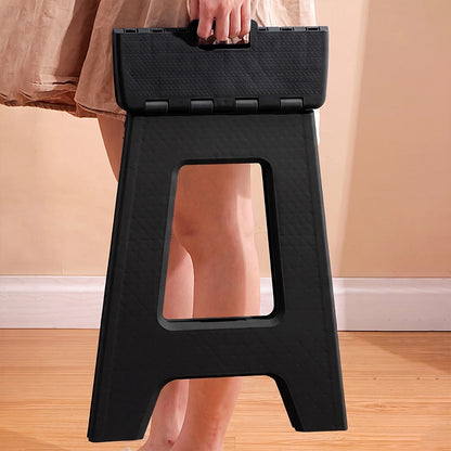 Foldable Stool Chair, 17.5inch Tall Folding Seat , Plastic Foldable Stool for Sitting, Portable Compact Folding Chair for Home Outdoor Camping, Black