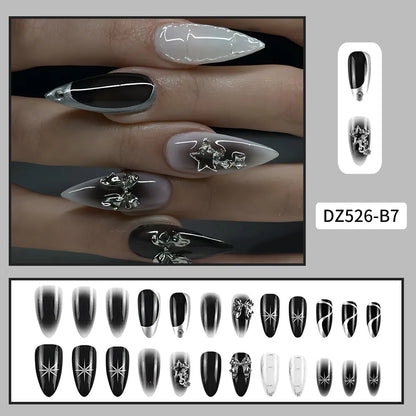 Black Cool Fake Nails – Halloween Bat Press on Nails