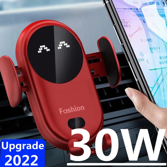 30W Wireless Car Charger Mount – Auto-Clamping Air Vent Holder