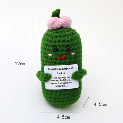 Positive Energy Crochet Doll Pocket Hug Handmade Knitted Plush Potato Plant Avocado Bee Turtle Duck Funny Emotional Support Gift - Urbizia