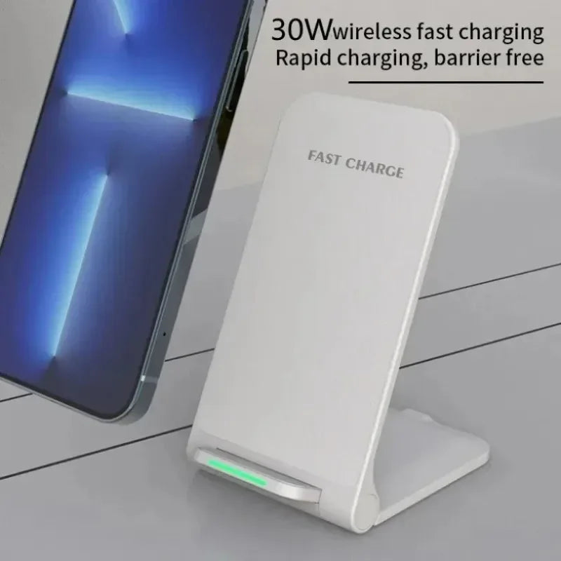 Fast Wireless Charger Stand Pad for iPhone 17 16 15 14 13 Pro Samsung Xiaomi Phone Chargers Induction Fast Charging Dock Station - Urbizia