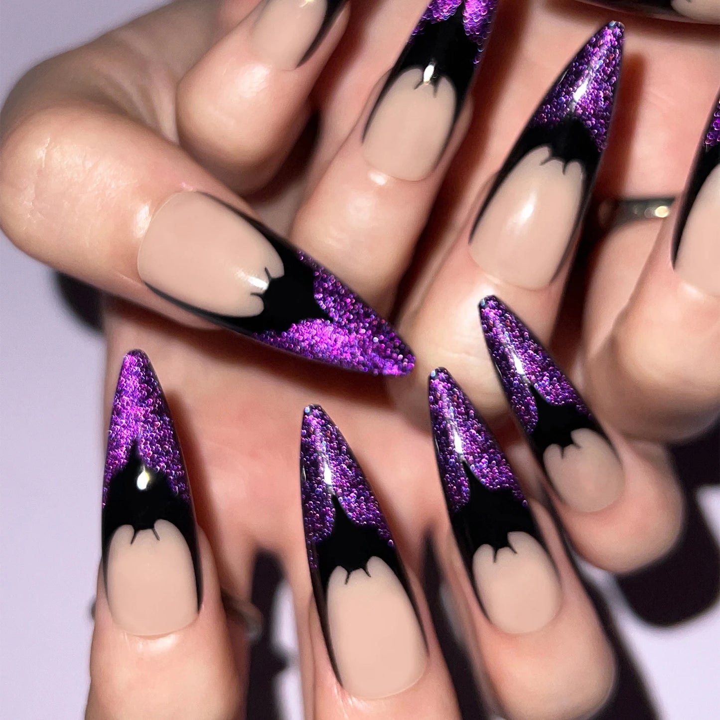 24pcs Blood Red Gradient Long Pointed Fake Nails – Full Cover Halloween Press-On Nail Tips