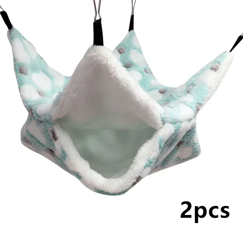 1/2 pcs Hamster Hideout Cage Print Fleece Guinea Pig Sugar Glider Sleeping Bed Rodent Hammock Rat Little House Animals Supplies - Urbizia