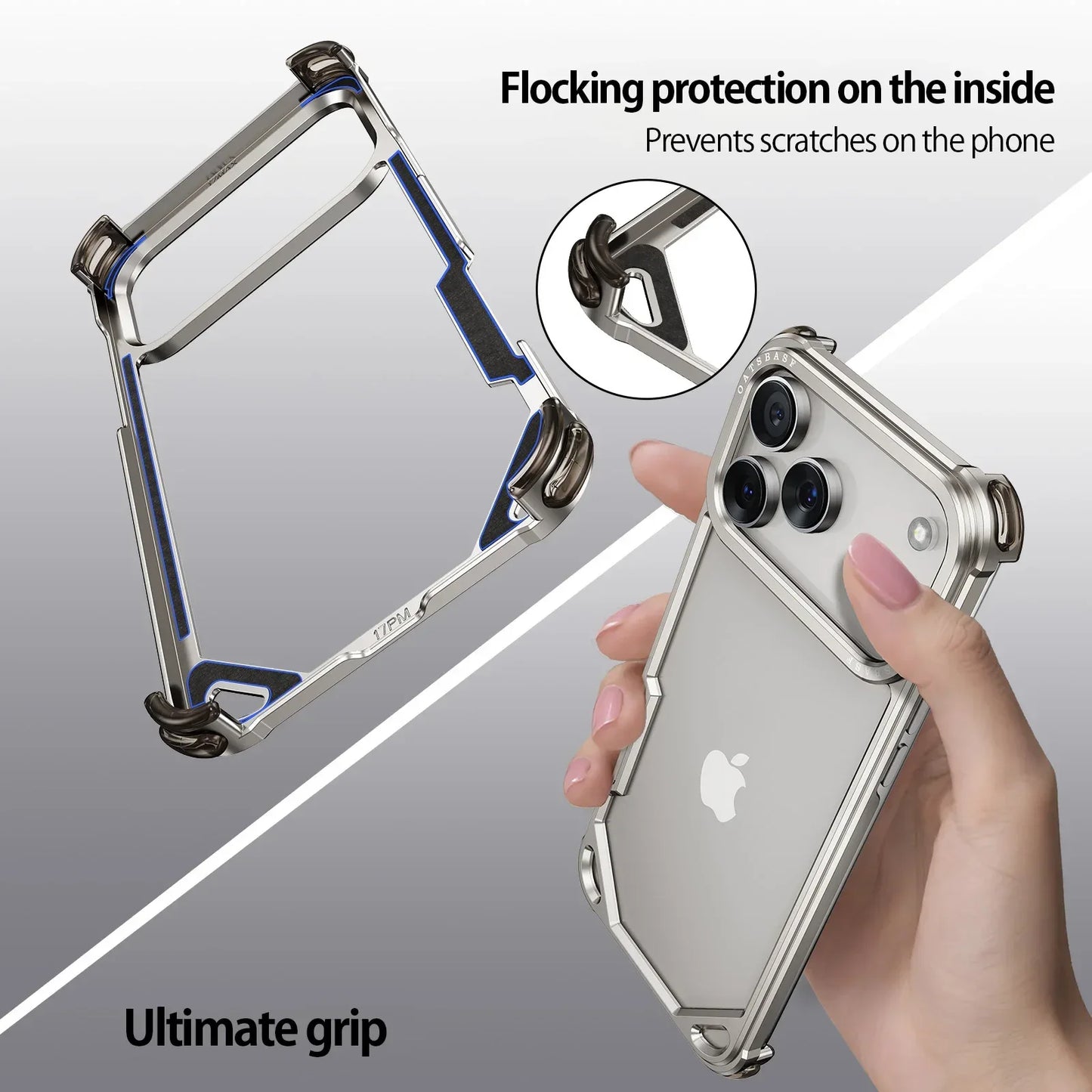 Eary Frameless Case for iPhone 17 Pro Max Air for Magsafe Metal Shockproof Protective Phone Cover Aluminum Alloy Anti-Drop Shell