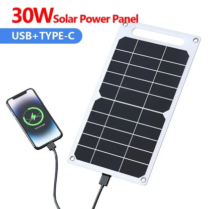 Solar Panel 30W USB Type-C Waterproof Outdoor Hiking Camping Portable Battery Mobile Phone Charging Bank Charging Panel 6.8V - Urbizia