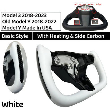  350mm Yoke Handle Steering Wheel With Heating Personalized NAPP Leather Accessories For Tesla Model 3/Y 2018-2022 Y 2022-2024