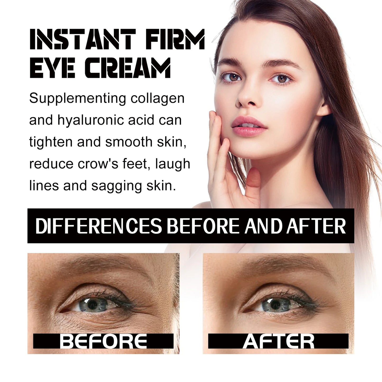 Instant Collagen Firming Eye Cream,Instant Firming&Lifting,Hydrolyzed Collagen Boost,Quickly Reduce Puffiness&Fade Dark Circles,Long Lasting Hydration&Barrier Moisture Retention,Instant&Long Term Anti Aging,Gentle & For All S
