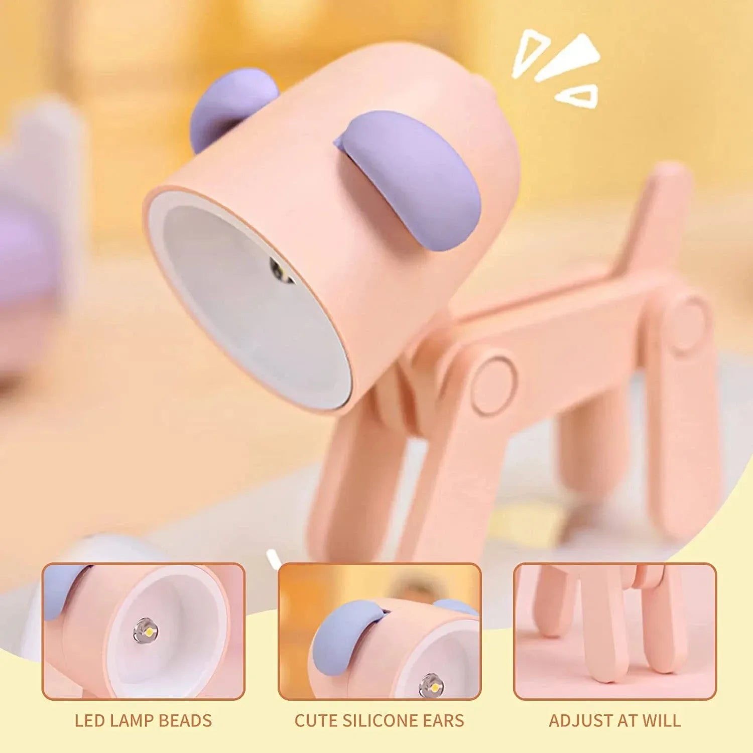 LED Night Light Mini Folding Desk Lamp Cute Pet Lights Dog Deer Portable Night Light Student Living Room Decor Gift - Urbizia