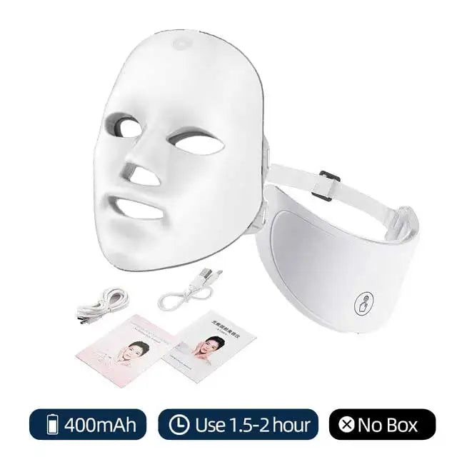 7-Color LED Facial Mask with Neck Light Therapy