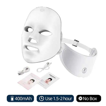 7-Color LED Facial Mask with Neck Light Therapy