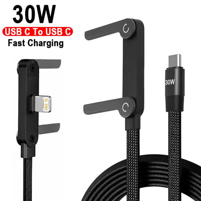 240W Fast Charging Foldable Phone Holder Data Cable For iPhone 15 12 13 14 16 17 Pro Max Plus USB C Type-C Quick Charging Cable