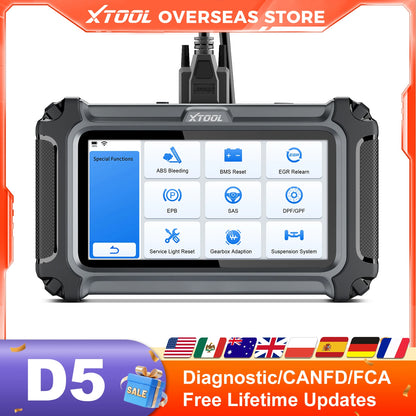 XTOOL D5 OBD2 Car Diagnostic Tool Auto VIN Automotive Scanner OIL Reset Injector Code Built-in FCA/CANFD Lifetime Free Update
