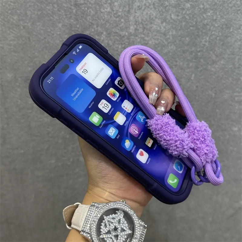 Luxury 3-in-1 Ring Stand Heavy Duty Protective Case For iPhone 17 16 15 14 13 Pro Max Shockproof and Drop-Resistant with Lanyard