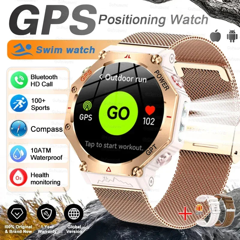 T-Rex 3 Ultra Military Grade GPS Smart Watch 10ATM Waterproof Compass Altimeter Barometric AMOLED Men HD Call Sports Smartwatch - Urbizia