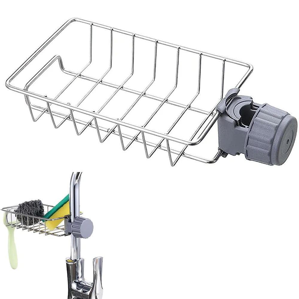 Hanging Faucet Rack Adjustable Height Flexible and Rotatable Kitchen  Sink Drain Holder Suitable for Soap Sponges Brushes