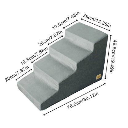 3/4 Steps Dog Stairs Ramp with Washable Cover for Small Dogs, Non-Slip Balanced, Pet Steps for Couch Sofa